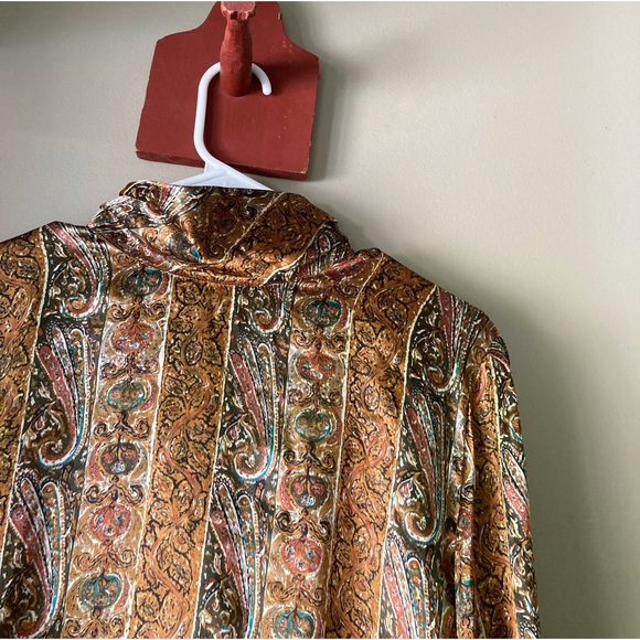 Vintage Nicola Satin Abstract 70's Paisley Print Top 14 - Picture 3 of 9